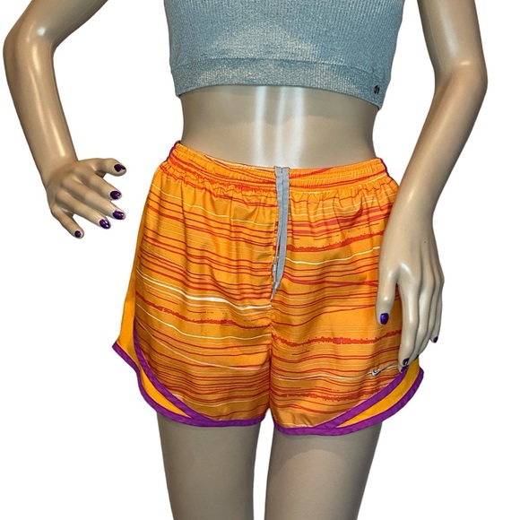 Nike Dri-Fit Tempo 2-in-1 Orange Purple White Running Athletic Shorts Small VGC - Picture 1 of 6